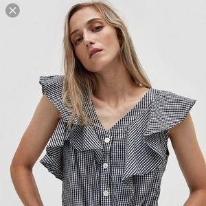 Check Ruffle Farrow Tank